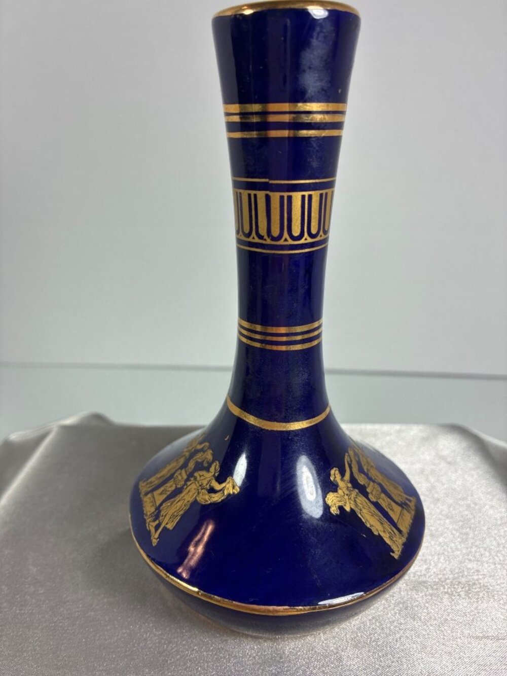 Vintage Greek Cobalt Blue 24K Gold Bud Vase - Picture 7 of 11